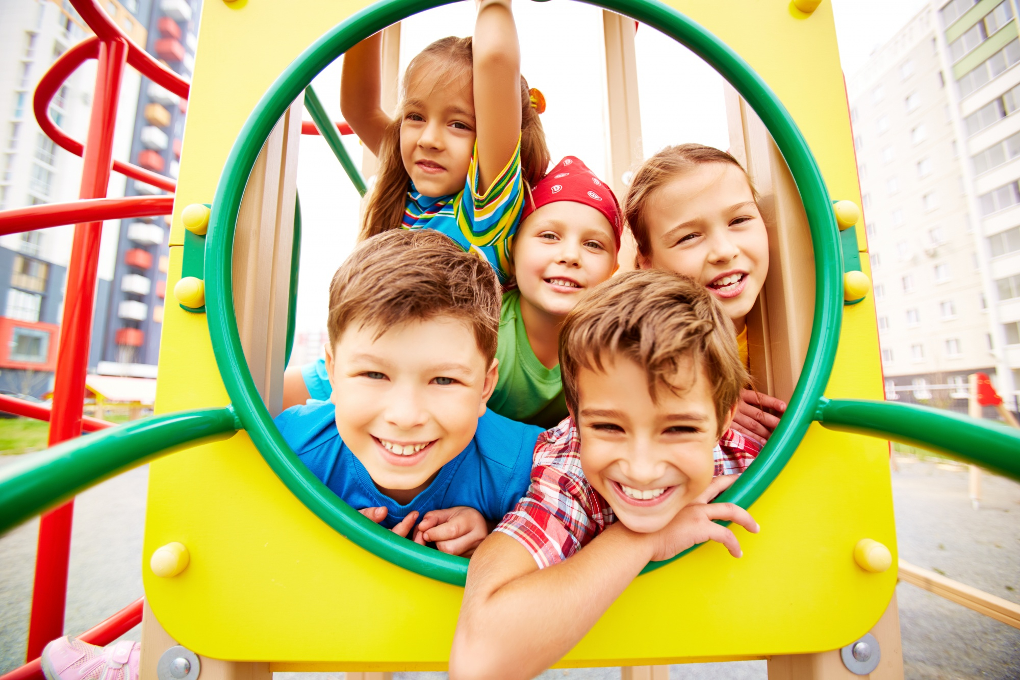 Kids smiling after restorative pediatric dentistry in Naples, FL
